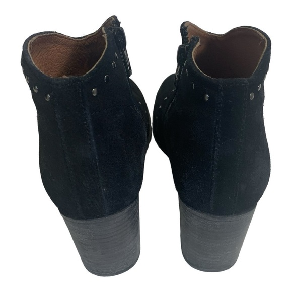 FRYE Women's Short Boots with Studded Detail Black Suede Short Booties Zipper - Picture 5 of 9